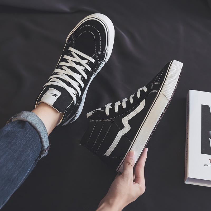 

Трижды вулканизированные парусиновые кеды с высоким верхом мужские и женские парные кеды кеды для скейтборда универсальные студенческие трендовые кеды спортивная повседневная резиновая обувь 40 women чёрный