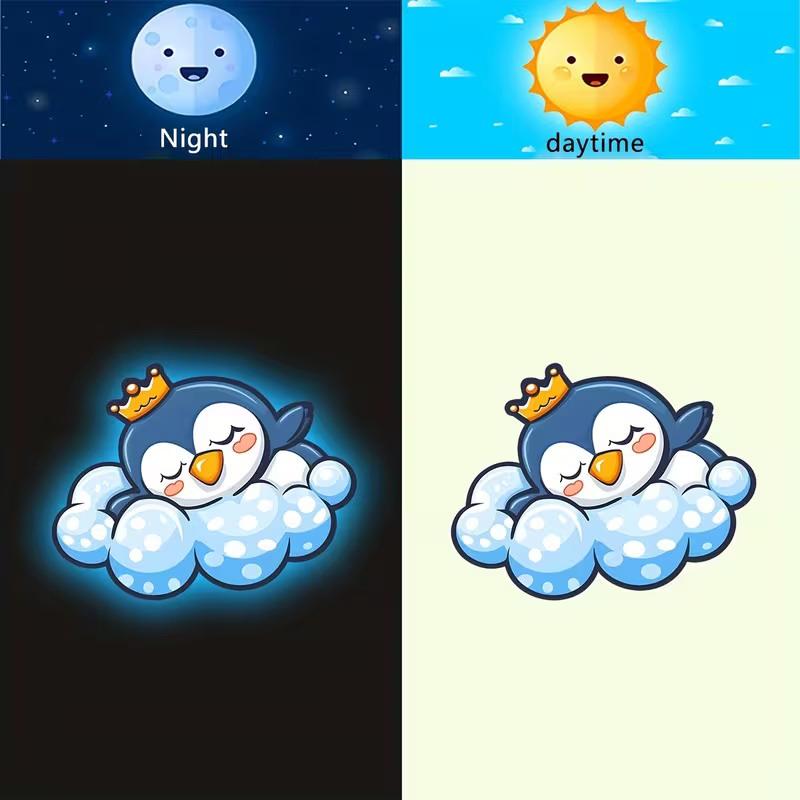 Glow-in-the-Dark Switch Stickers Penguins Elephants Design Self-Adhesive Removable Wall Stickers Suitable For Switches & Outlets