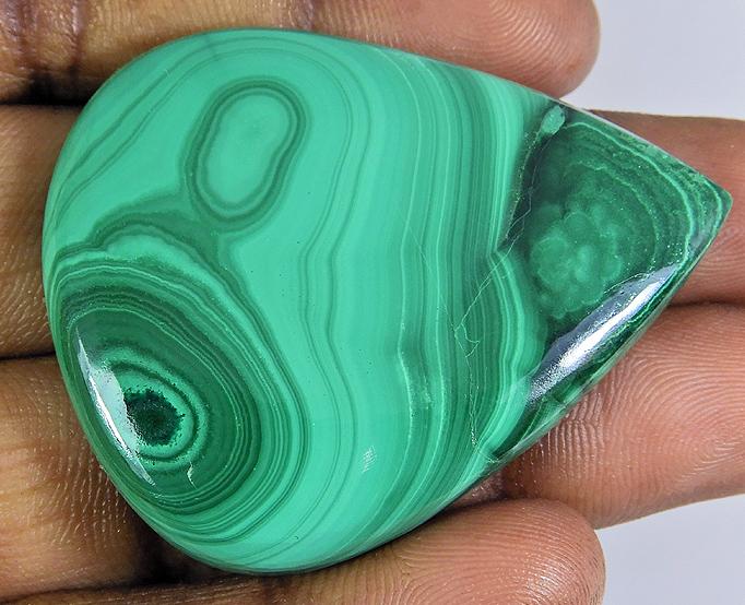Natural Figured Green Malachite Pear Cabochon Loose Gemstone 39X48X06 MM GK-19