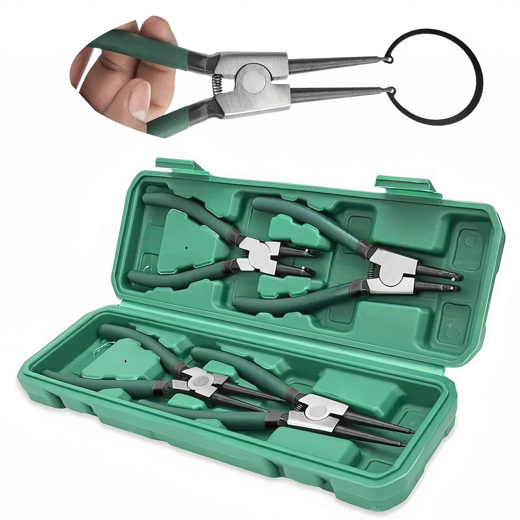 4pcs Multifunctional Circlip Pliers Set, Internal & External Retaining Ring Pliers for Industrial & DIY Use