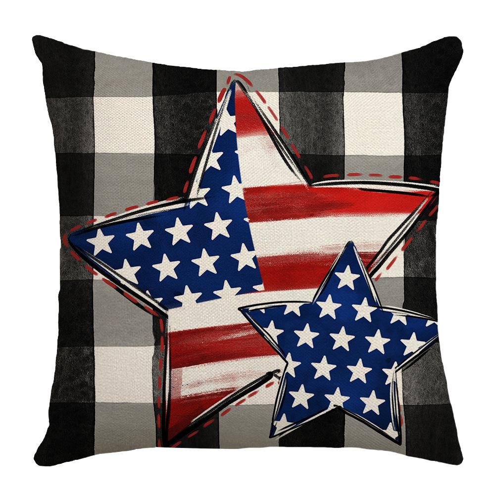 Festive Atmosphere Decorative Pillowcase Love Star Independence Day Printed Pillowcase Home Bedroom Sofa Pillowcase