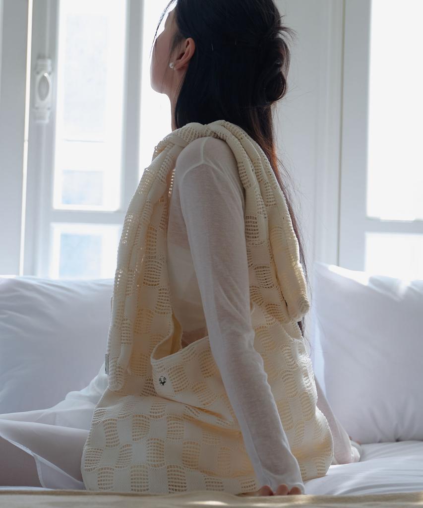 Dearmydeer Label Net Shoulder Bag_ Ivory
