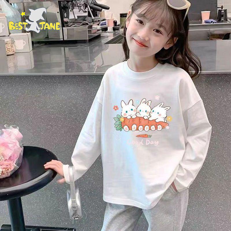 2025 Neues Kinder Langarm Weißes Baumwoll-T-Shirt - Stilvoll & Bequem für Mädchen