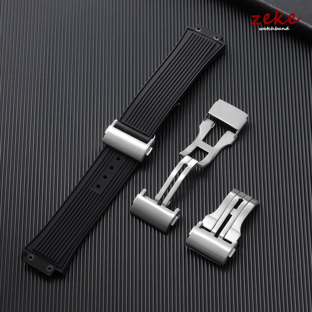 20/22mm Klockspänne Massivt Rostfritt Stål Borstat Vikbart Säkerhetsspänne Dubbel Tryckknapp Klockspänne för Silikonrem Tillbehör