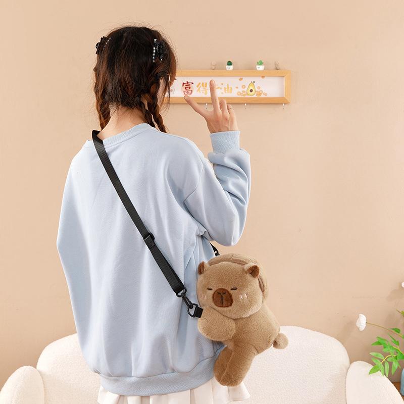 Kawaii Kreslená Kapybara Plyšová Crossbody Taška Roztomilá Měkká Taška přes Rameno Kreativní Plyšová Hračka Crossbody Taška Dárky k Narozeninám
