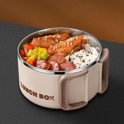 Stainless Steel Microwave Lunch Container 1200ml Leak Proof Silicone Gaskets Noodles Bowl For Commuting Camping