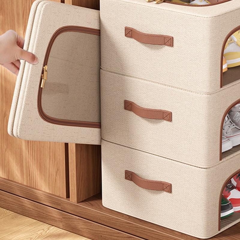 Schuhaufbewahrungsorganizer unter dem Bett für Schrank Schuhe Behälterboxen mit stabilen Griffen und klarem Fenster, faltbarer Schuhregalhalter