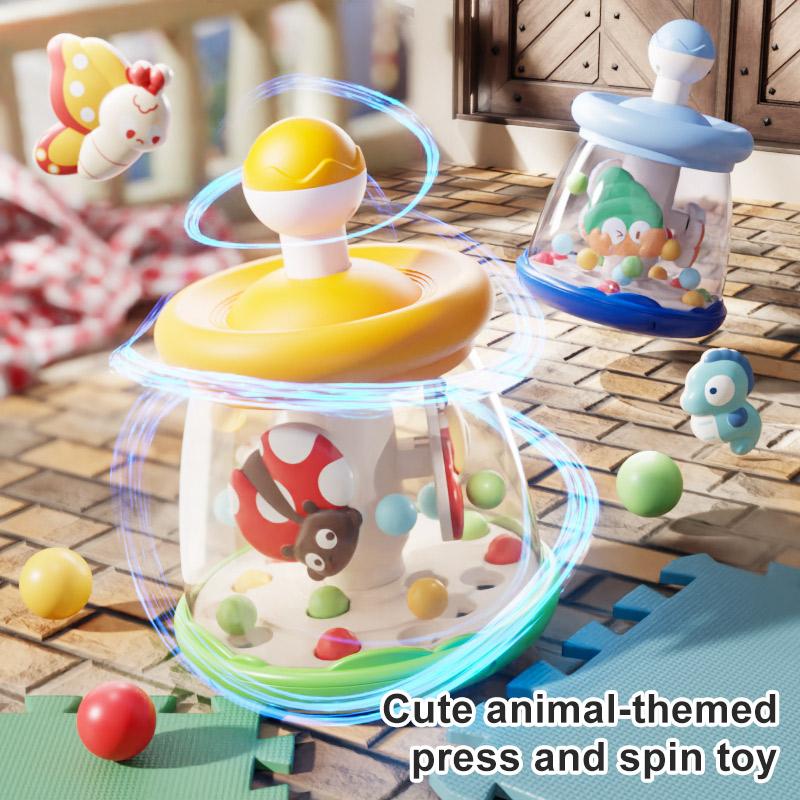 LEZA BABY New Arrivals Baby Press Spin Toy, Cute Cartoon Sensory Fidget Toy for Toddlers Early Development & Activity Bulk