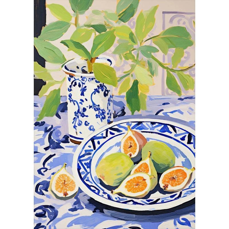 Minimalist Modern Abstract Fruit Poster Print Orange Peaches Strawberry Tomato Lemon Fig Canvas Painting Wall Art Home Decor