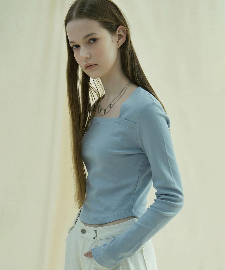 VIVACIOUS Renee Square Neck Slim Long Sleeve - 5Col