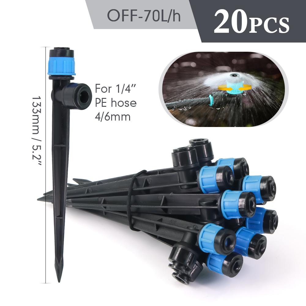 13cm Bubbler Sprinkler W/ Stake 1/4″ Quick Connect Adjustable Dripper Garden Irrigation Lawn Large Area Plants Watering 0-80L/H