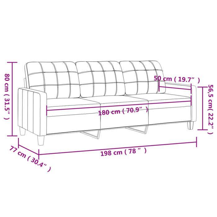 VidaXL Canapé à 3 places Noir 180 cm Similicuir, canapé, canapé de salon, canapé à trois places, canapé rembourré, sièges de 359122
