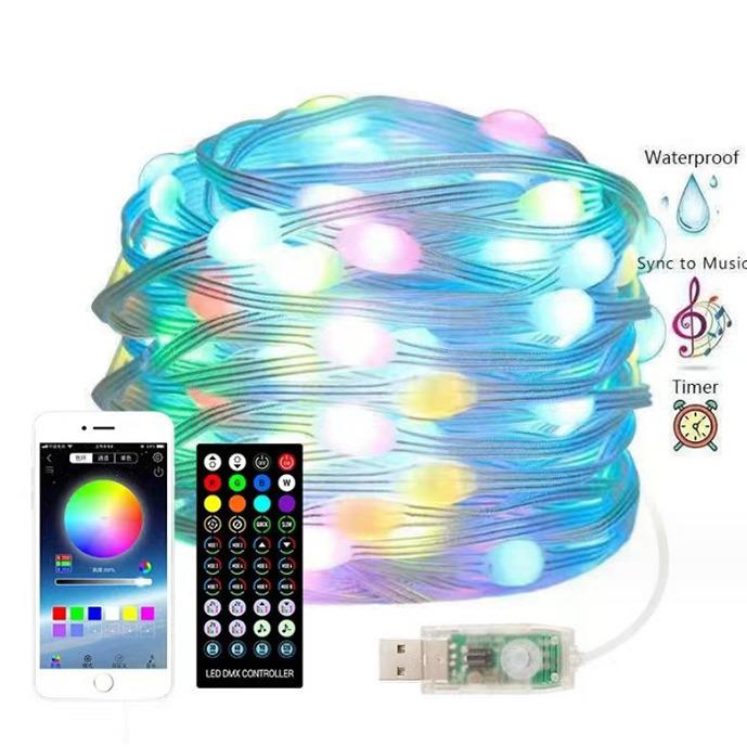 Dreamcolor LED Smart Light String with Bluetooth Music Control for Outdoor Holiday Decor