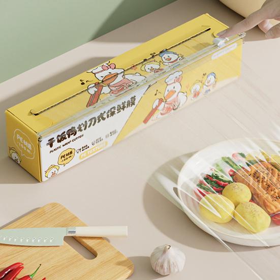 Plastik Streç Film Dispenseri Saran Wrap Dahili Kesici Manyetik Buzdolabı Montajı Mutfak Streç Film Kesici Yırtılmayan Kolay Kesim Gıda Sarma Düzenleyici