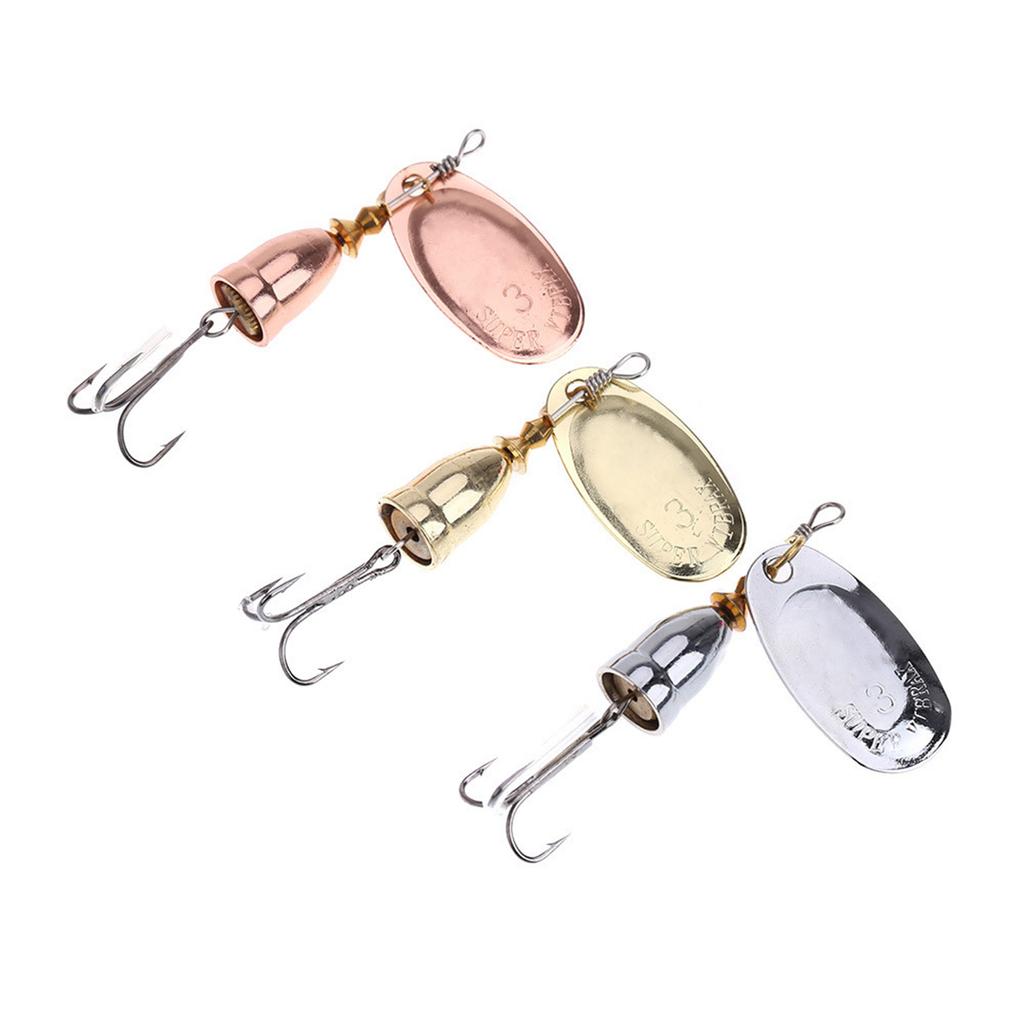 Spinner Fishing Lures with Triple Hooks Metal Lures Hard Metal Spinner Baits Fishing Accessories for Freshwater