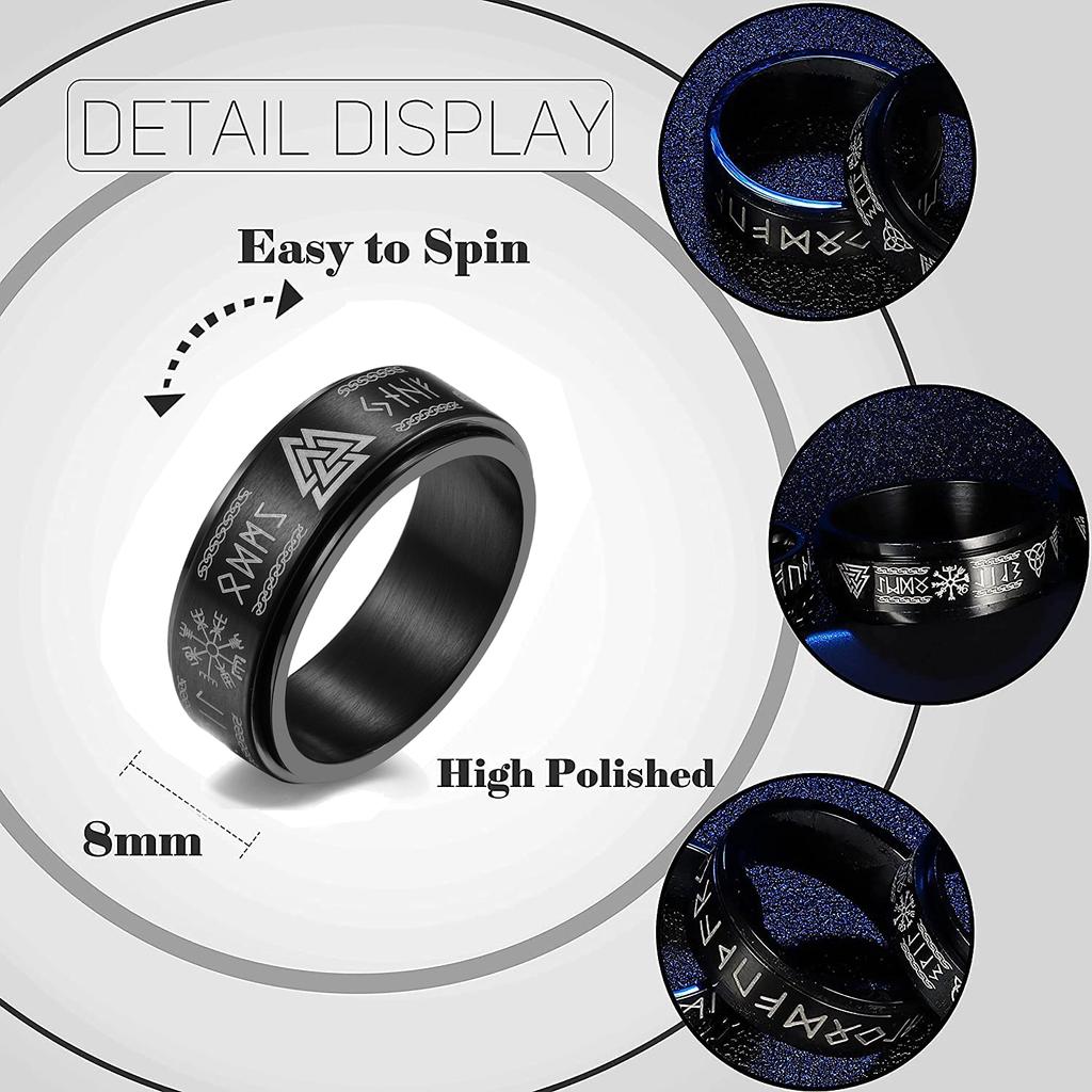 Vintage Edelstahl Odin Nordischen Viking Rune Ringe Für Männer Frauen Kühlen Spinner Fidgets Ringe Retro Nordic Amulett Schmuck Geschenke