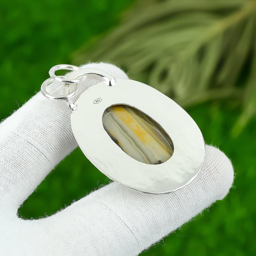 Natural Peanut Wood Jasper Gemstone Pendant 925 Sterling Silver For Girls