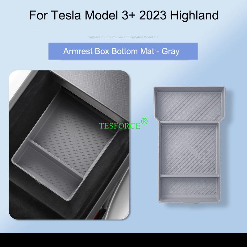 For TESLA Model 3 2023 2024 Highland Wireless Charging Silicone Pad Model3+ Center Control Storage Box Armrest Box Bottom Mat