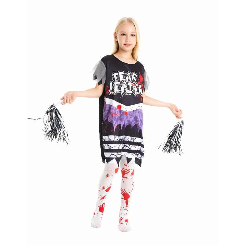

Kids halloween carnival cosplay zombie costume girl horror cheerleader cos party dress L