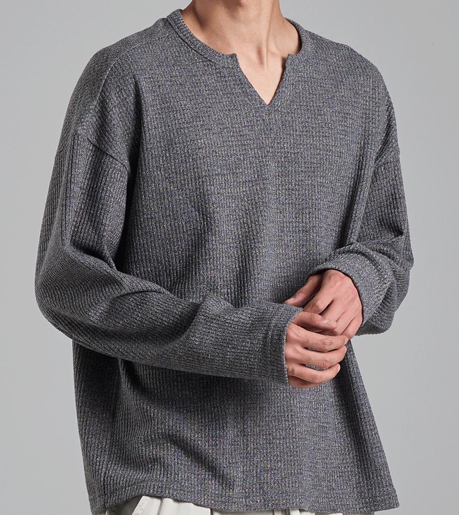 Beoteunseoul Minimal Slit Neck Knit (Gray)