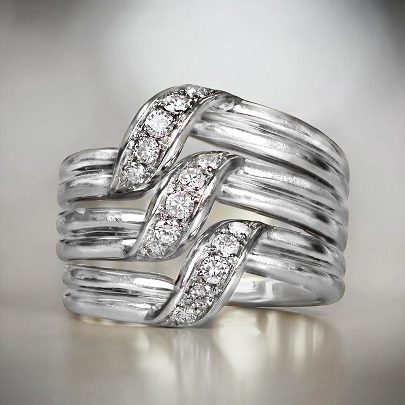 

Women s ring, light luxury copper inlaid with zircon, multi-layer plain band ring, versatile index finger ring JZ017-2