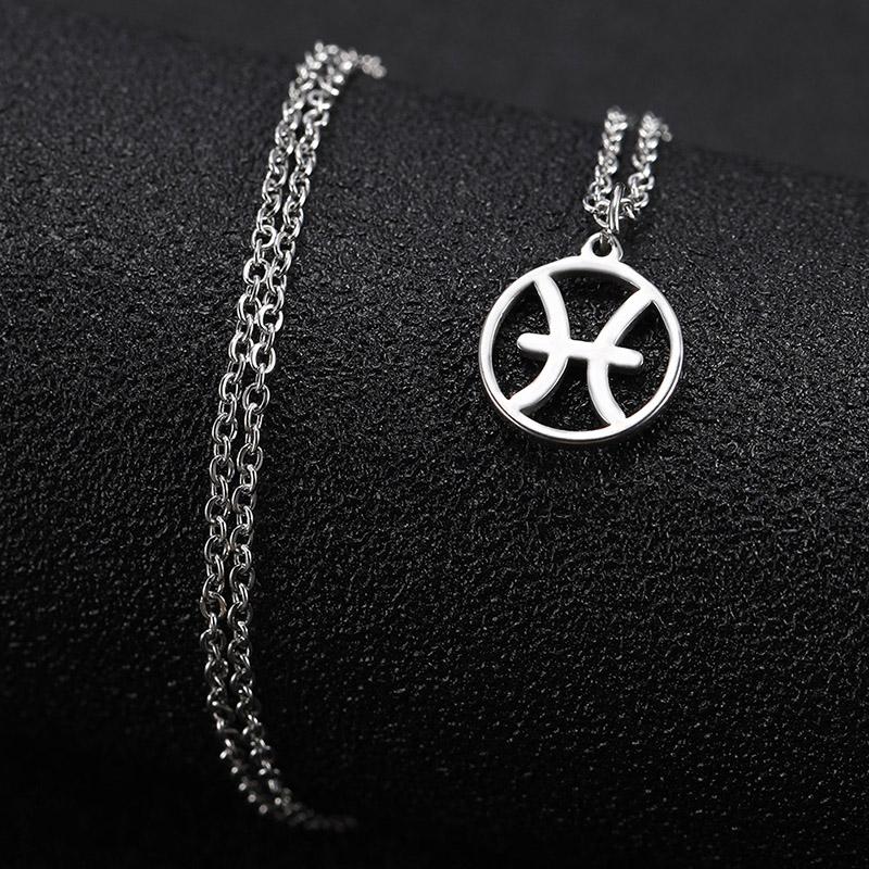 Teamer 12 Zodiac Stainless Steel Necklace Women Men Gemini Aries Libra Taurus Twelve Constellation Birthday Gifts Wholesale