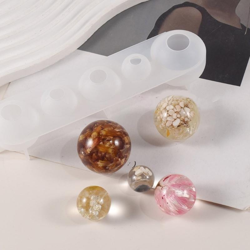 Moldes de Esfera de Silicone de Vários Tamanhos Criação de Esfera de Resina Artística Moldes de Silicone Molde de Esfera Portátil para Artesanato
