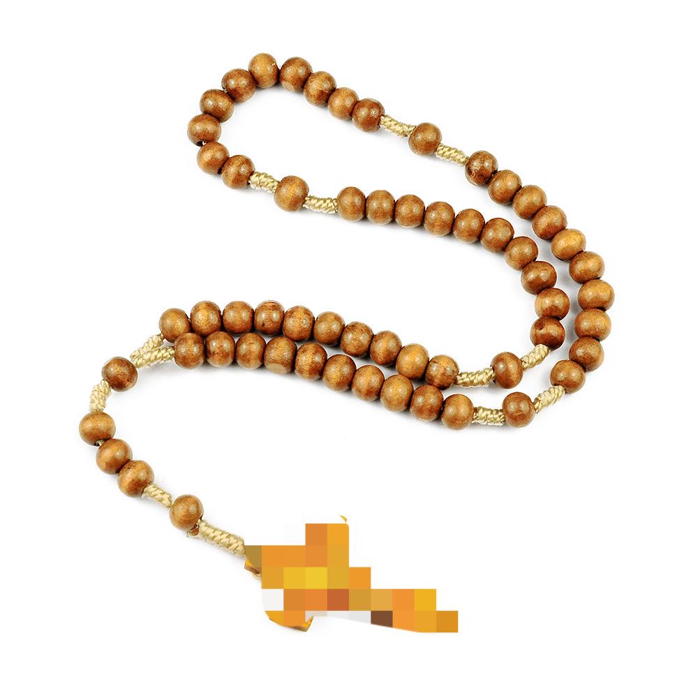 Wooden Handheld Rosary Cross Ornament Gift 7*8mm коричневый