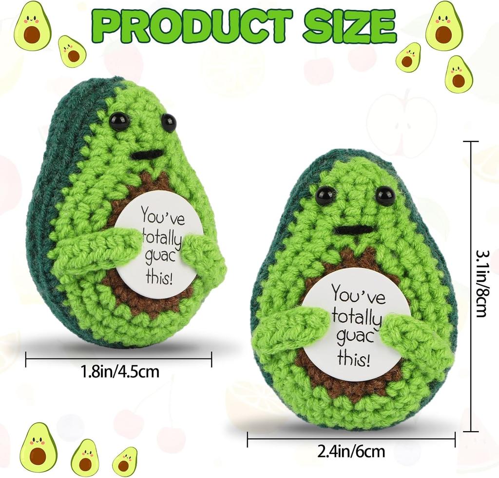 Positive Energy Pocket Hug Crochet Doll, Mini Handmade Knitted Plush Potato Turtle Vegetable Duck Funny Support Gift With Card