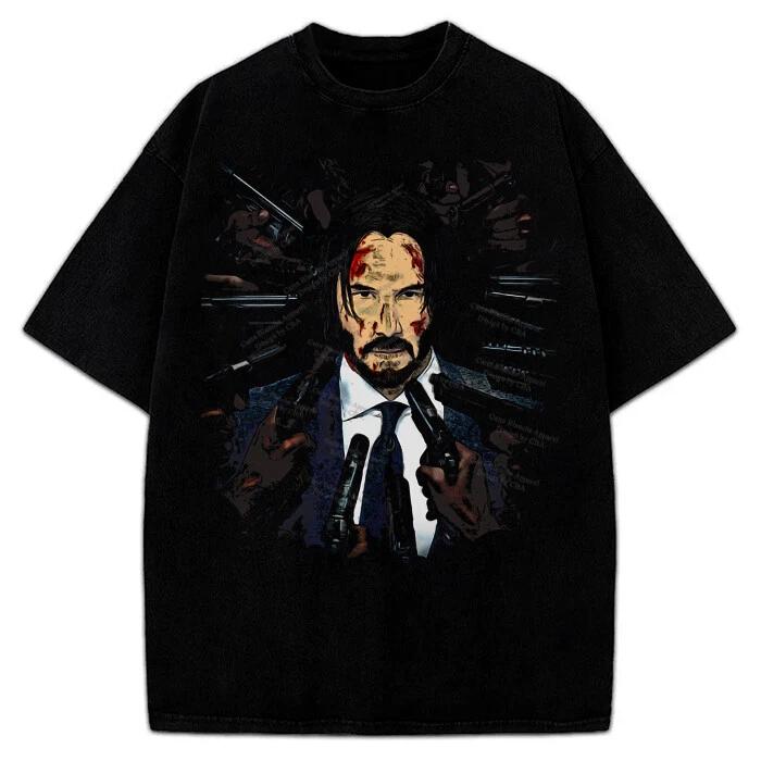 John Wick Keanu Reeves Comic Vintage Style Graphic Design T-Shirt 2XL