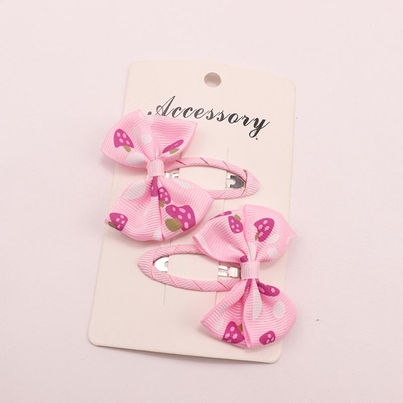 2PCS Princess Cute Print Bow Girls Hairpins Children Headwear Hairgrip Hair Clips Barrettes Hair Accessories
