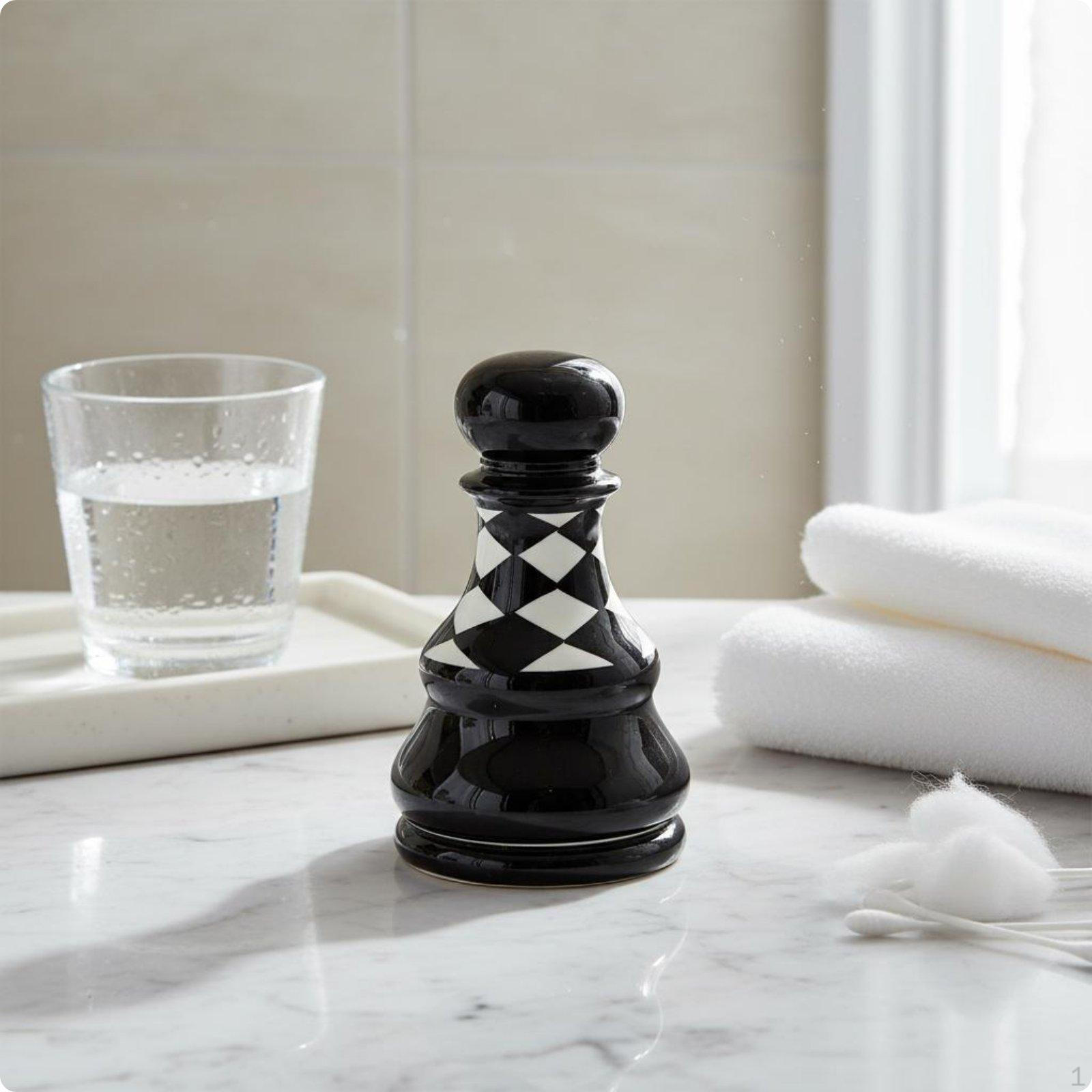 Ceramic Chess Storage Jar Dustproof Oral Cleaner and Swab Decorative Design Piece Pawn