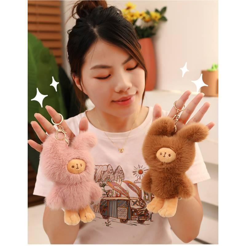 Adorable Bunny Plush Keychain Soft Rabbit Couple Pendant For Students And Backpacks