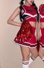 [Lady Lazy] Cheerleader Cosplay Costume Halloween Photoshoot Support Sexy Miniskirt Midriff-Baring Red (XXL)