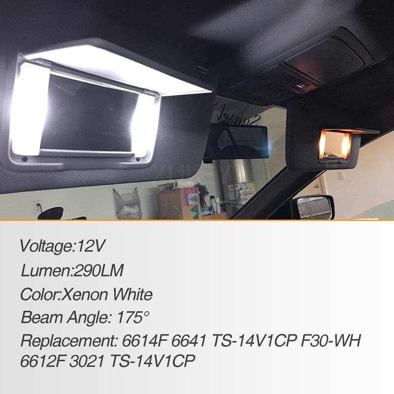OEMASSIVE 4pcs 28mm 29mm 6614F LED Light Bulbs Car Interior Vanity Mirror Lights Sun Visor Map Lighting Lamps 6615F 6612F 3021