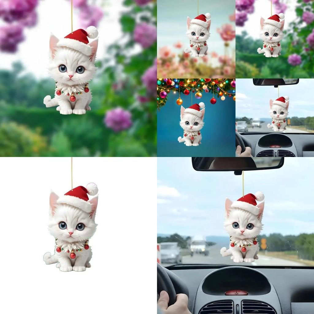 Car Decor Acrylic Cute Cat Holiday Pendant For Vehicle Interior Decorations