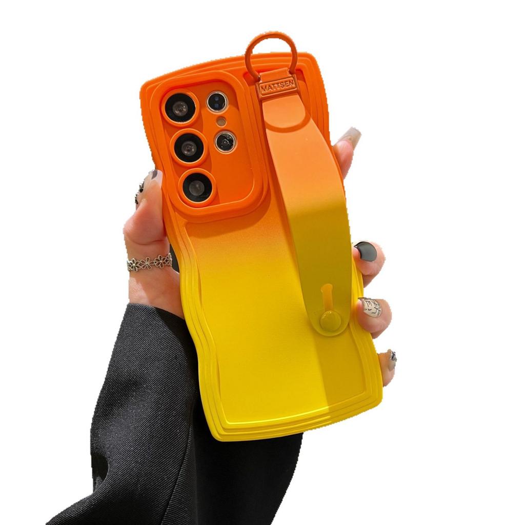 Samsung S25ultra Farbverlaufswelle Handyhülle Armbandständer S24 Sturzsicher Einfache A56 Hülle