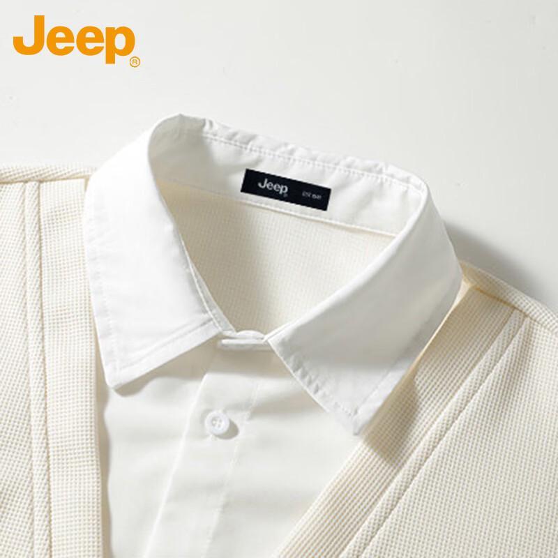 Jeep Men's Faux Two-Piece Polo Long Sleeve Sweatshirt