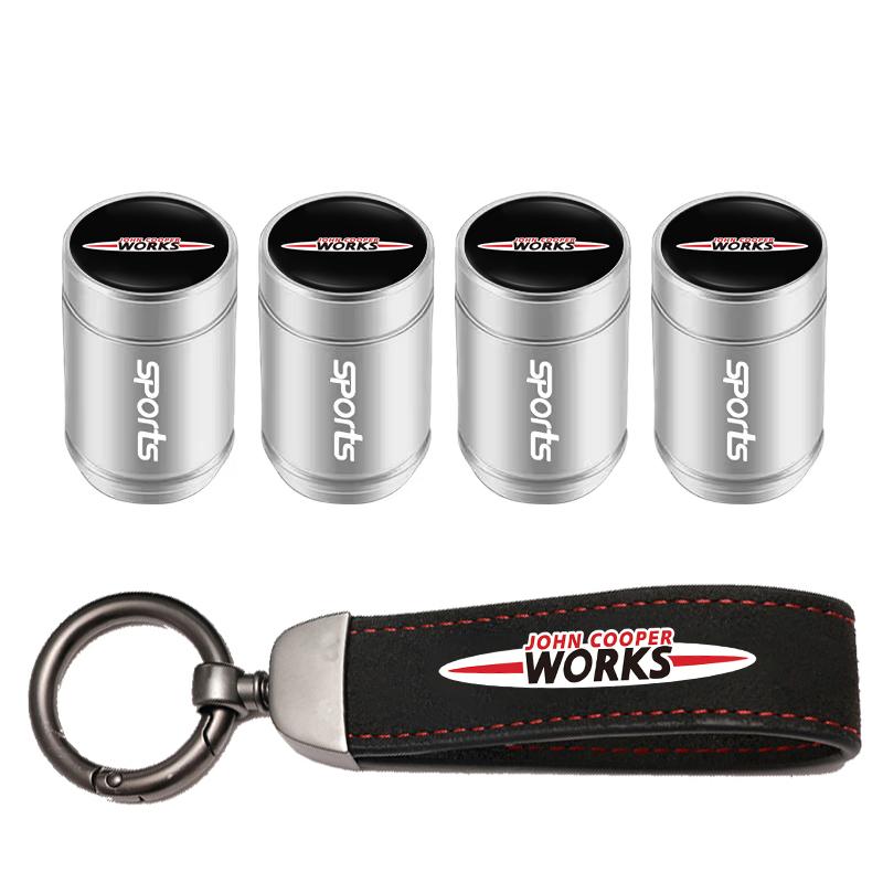 Car Tire Wheel Valve Caps Cover Suede Car Key Chain Ring Keychain For MINI WORKS One Cooper JCW R60 R59 R58 R57 R56 R55 R53 R52+