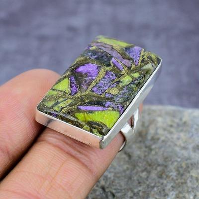 Kupferstichtit-Edelstein, handgefertigter Ring aus 925er Sterlingsilber, Schmuck in allen Größen