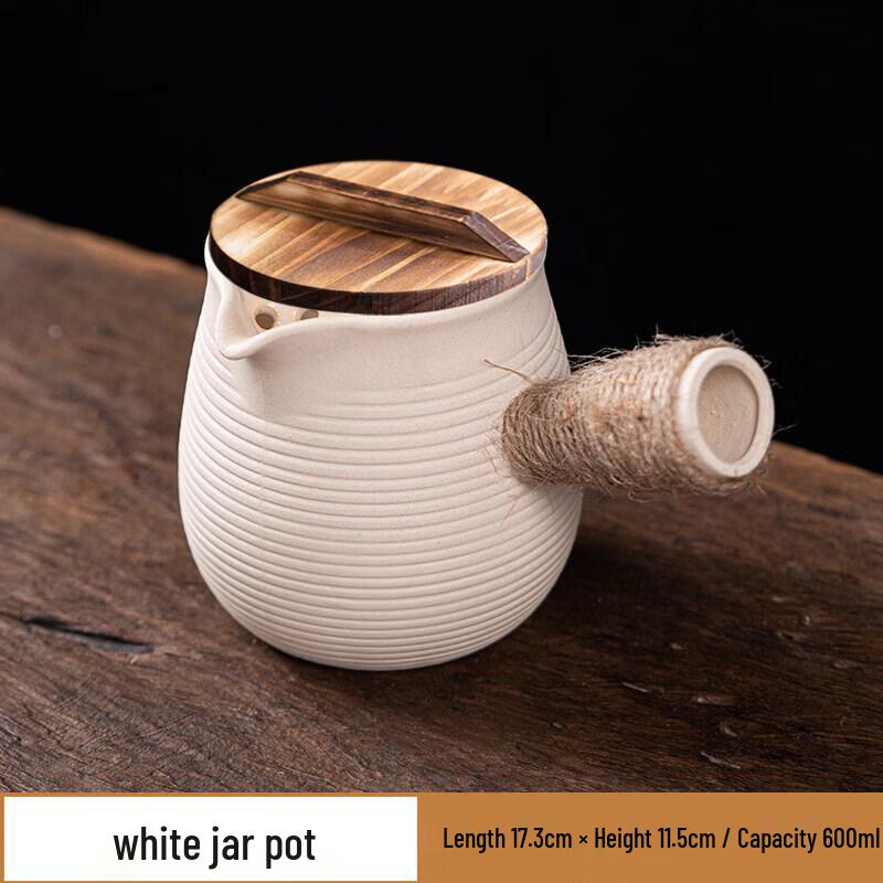 ZISIZ Large Capacity Ceramic Pot with Wooden Lid