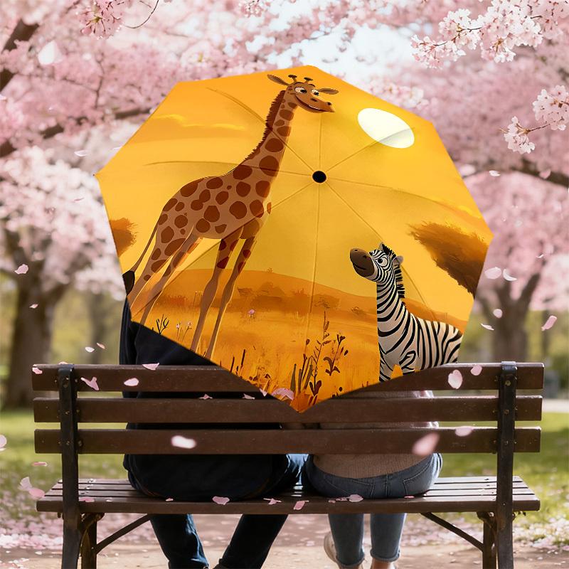 1PC Giraffe ZebraUmbrella-8-Rib Reinforced, Automatic Open, Lightweight & Durable, Cute Fashion Accessory for Outdoor-P193