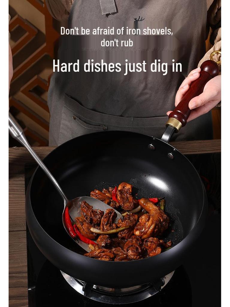 Ancient-Style Non-Stick Thick Iron Wok for Stir-Frying, Stewing, and Soup - Household & Commercial Use