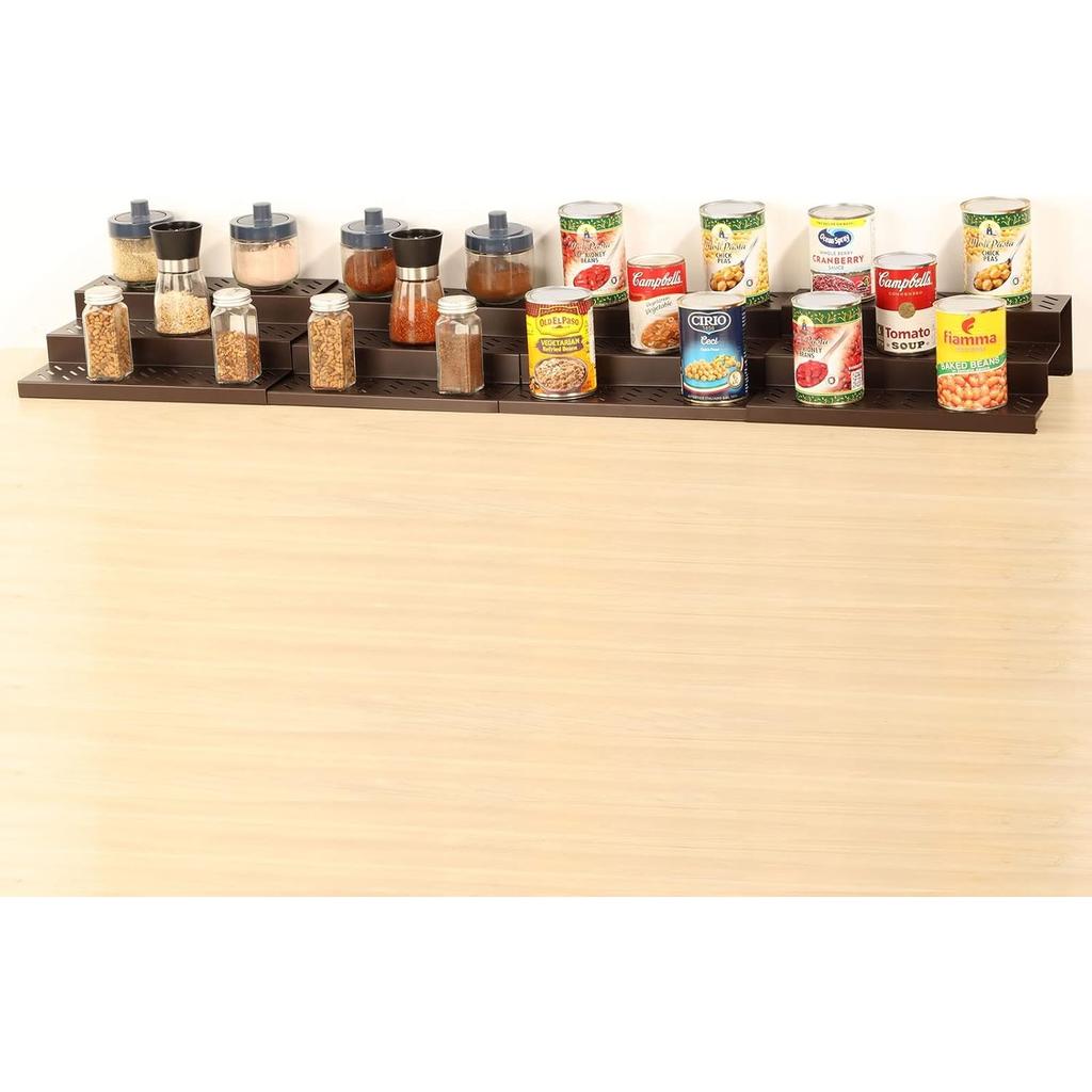 4-Pack Expandable Spice Rack Organizer - Adjustable Cabinet Shelves for Kitchen/Pantry, Space Saving Storage Set