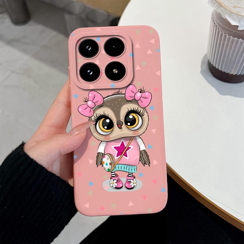For Xiaomi 17 14T 15 15T Pro Poco M7 M8 C71 C75 F7 F8 Phone Case Cute Anime Owl Patterns Liquid Silicone Fashion Shell For Xiaomi Anti Slip Back Cover