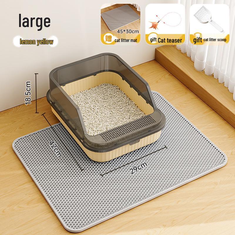 Extra Large Anti-Splash Cat Litter Box: Semi-Enclosed Tray for Large Cats and Kittens