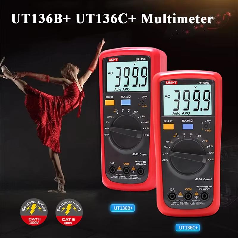 UNI-T UT136B+ Digital Multimeter Large LCD Dual Display 1000V 10A AC DC Voltmeter Current Test Meter UT136C+