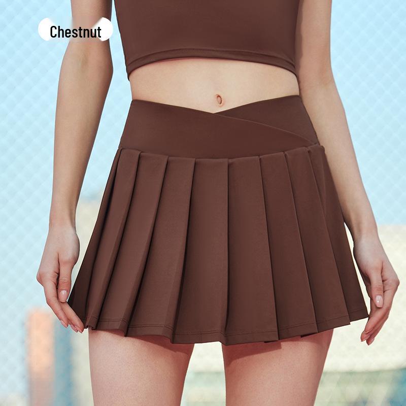 

Women s High Waist Pleated A-Line Tennis Skirt with Pocket - Anti-Exposure and Tummy Control Medium