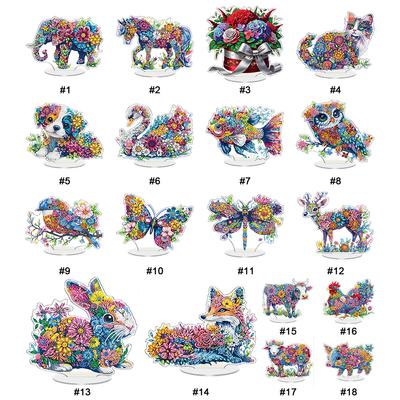 Flower Animal DIY 2D Flat Acrylic Diamond Art Decorations Crystal Art Craft Decoration for Living Room Home Office Decoration