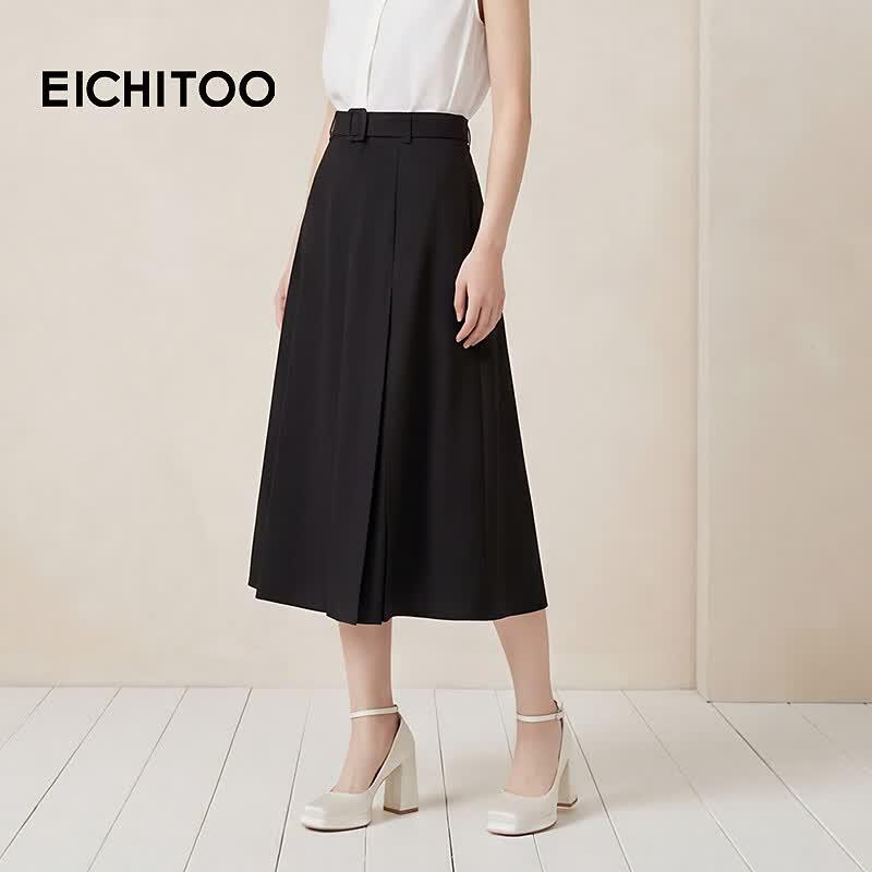 EICHITOO Women's A-Line High-Waist Midi Skirt